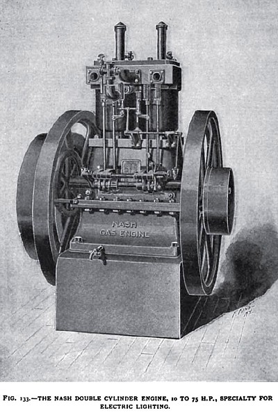 The Nash Vertical Double Cylinder Gas Engine